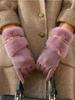 Warm Gloves Women's Winter Driving Fleece Thickened Warm Gloves Women's Cycling Windproof Touch Screen Gloves