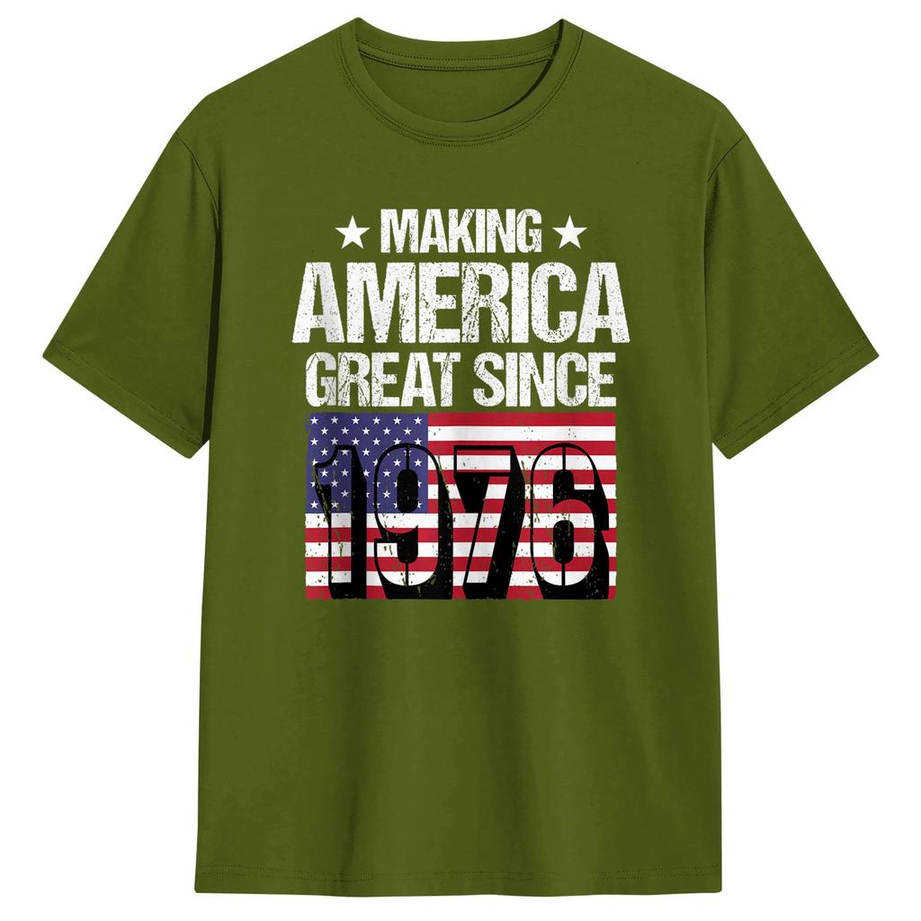 Unisexs TShirts Making America Great Since 1976 Casual Pure Cotton Tee Shirt Short Sleeve T Shirts O Neck Tops Plus Size