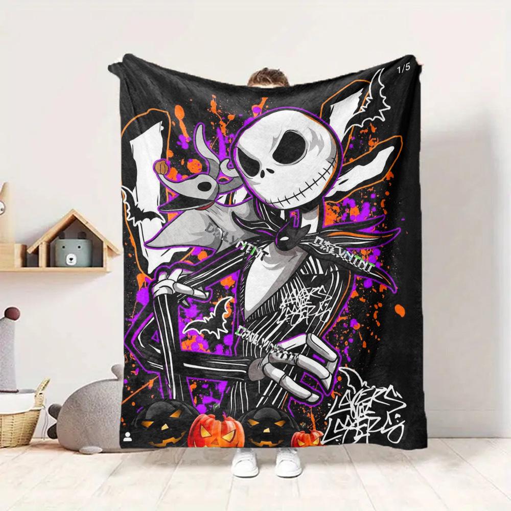 Jack Skellington'S Halloween Flannel Blanket Throw Blanket Soft Warm Sofa Bed Camping Home Decor Unique Christmas Gift C9211516