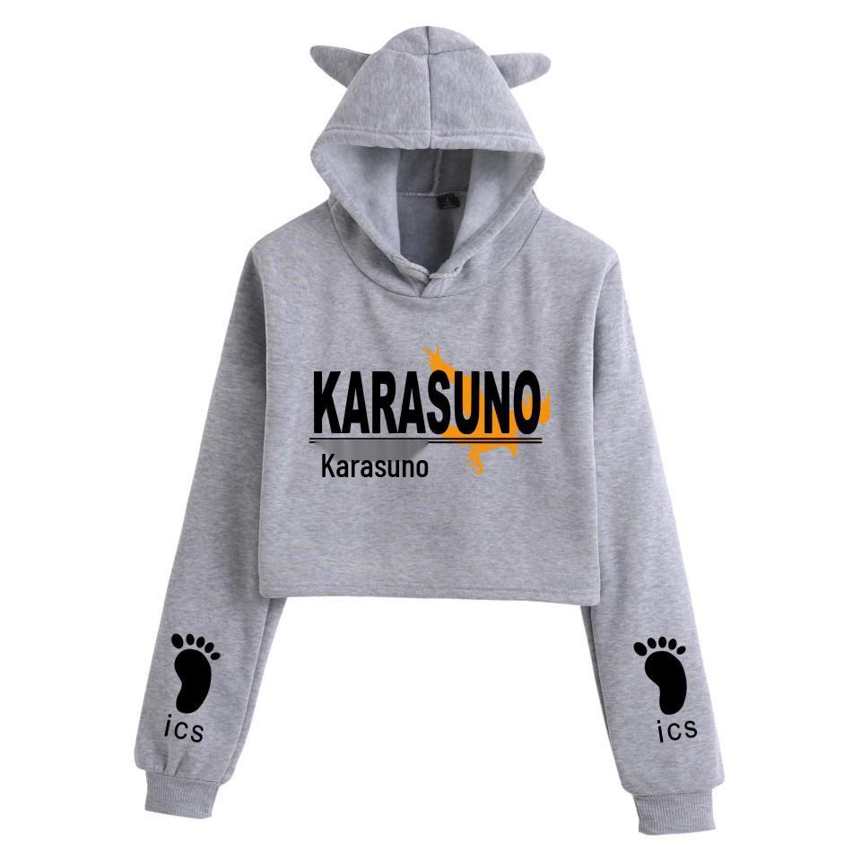 Haikyuu Anime Cat Ears Cropped Hoodie - Women's Autumn/Winter Fashion Sweatshirt