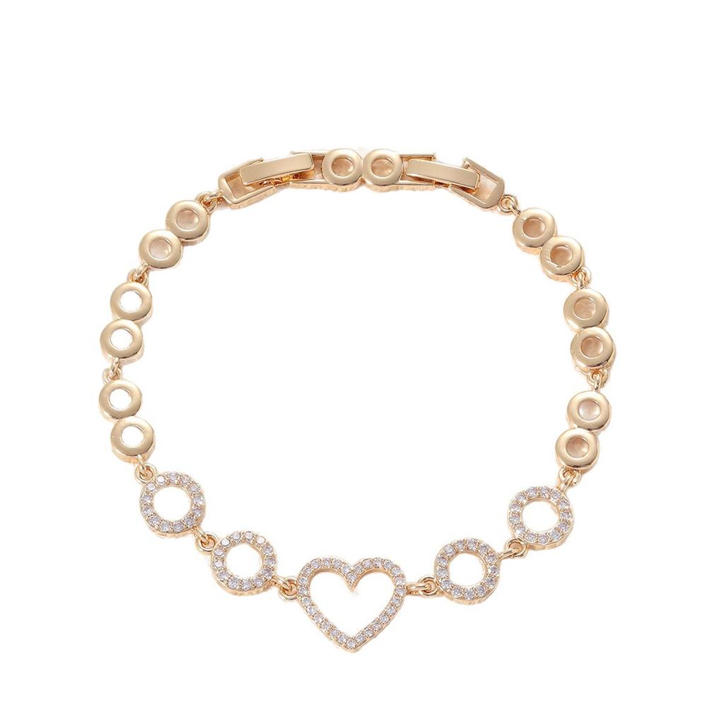 Hollow Love Zircon Bracelet Women's Fashion New Light Luxurious Geometric Circle Bracelet