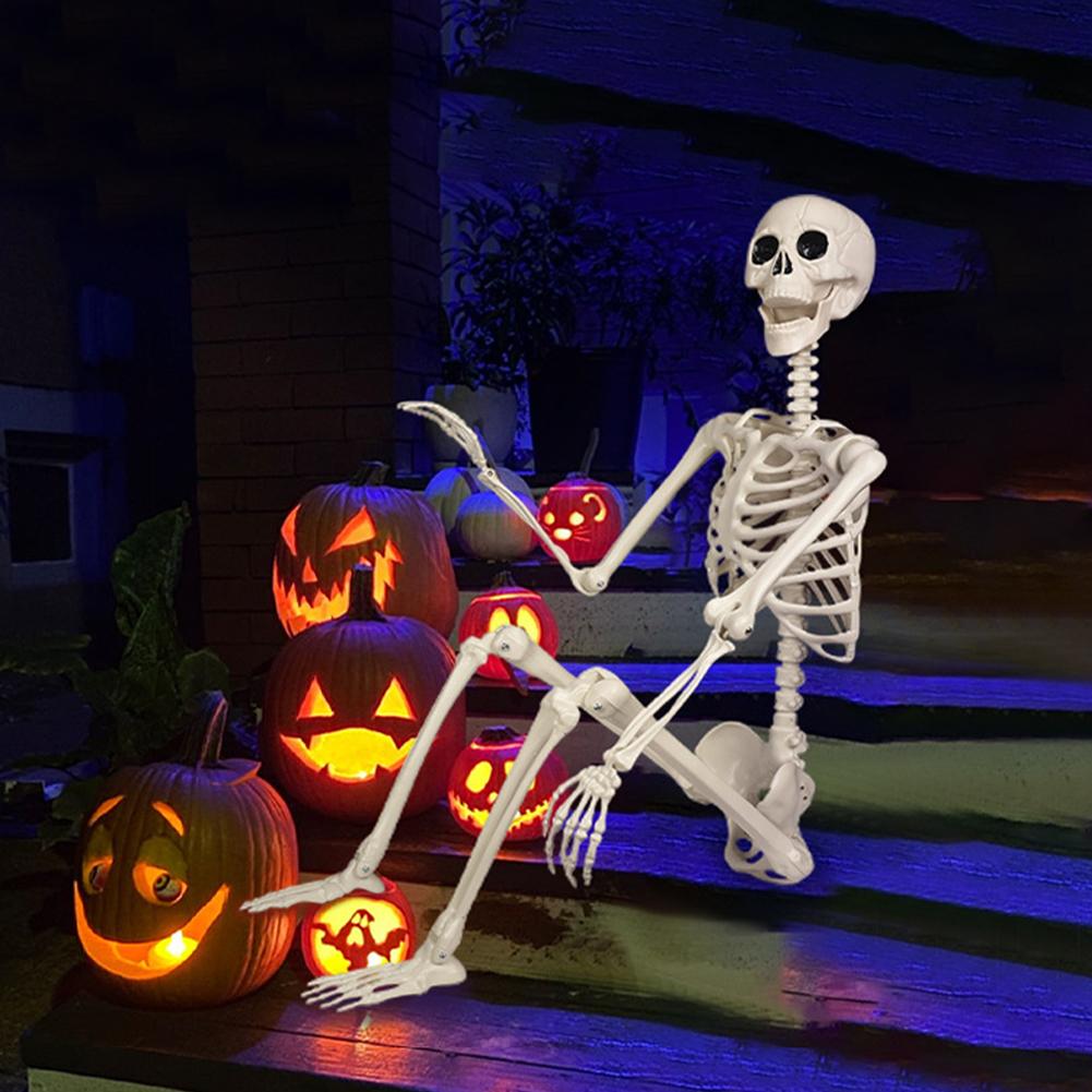 5.4FT Halloween Life Size Skeleton Halloween Skeleton With Movable Joints Realistic Full Body Skeletons For Halloween Props Spooky Party Decoration