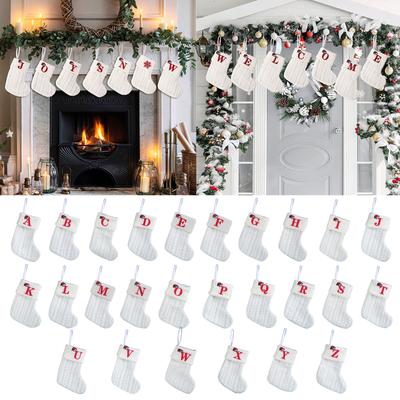 Christmas Stockings Small Embroidered Letter Knitted Xmas Hanging Stocking Decorations Christmas Party Decor