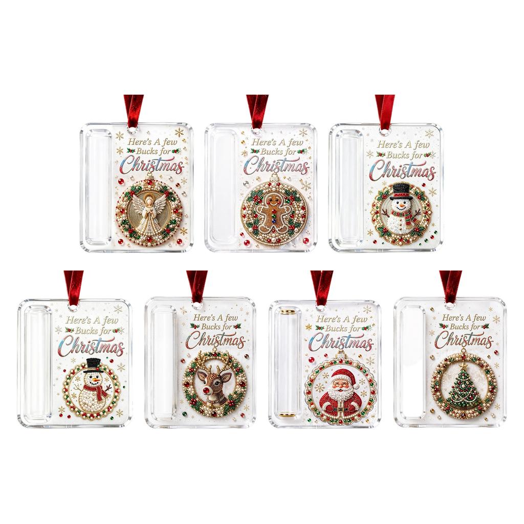 Clear Acrylic Christmas Tree Hanging Ornament with Holder for Holiday Home Decor