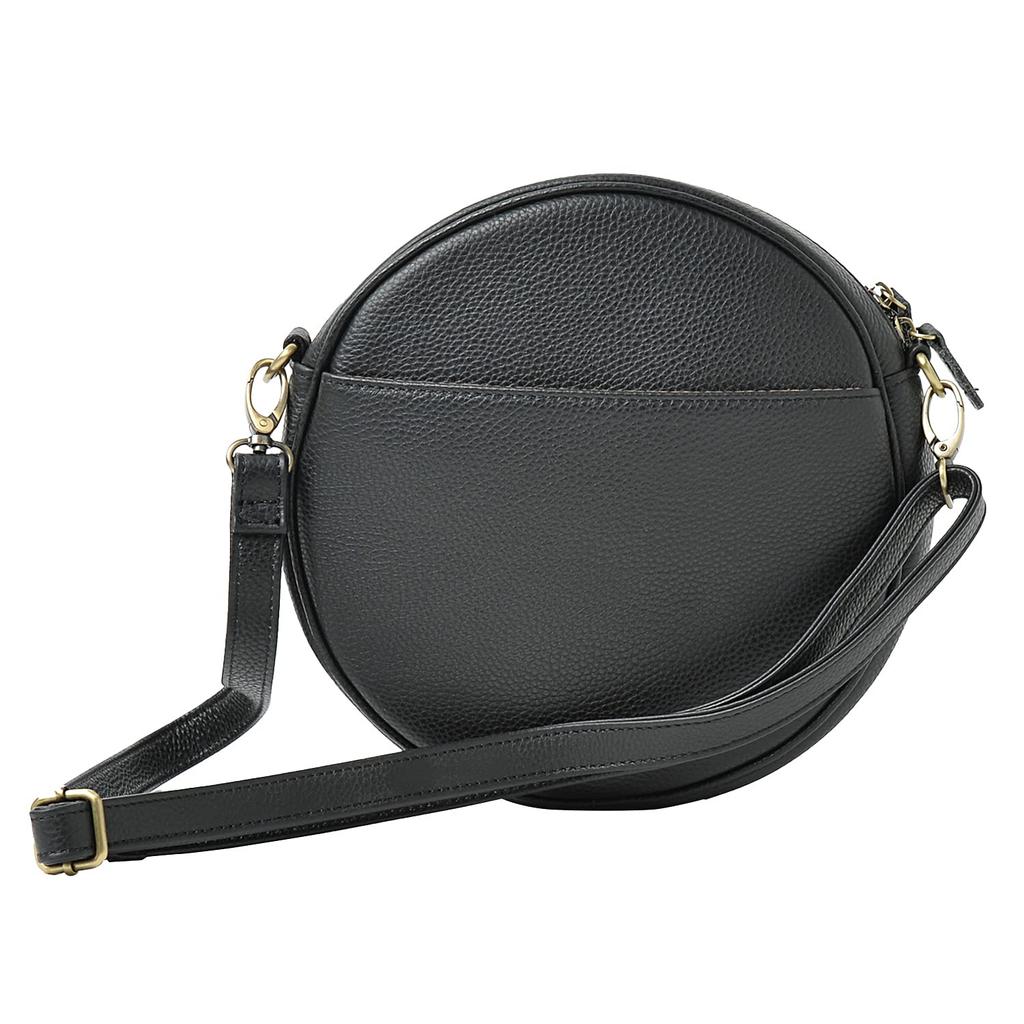 Genuine Leather Shoulder Bag Crossbody Circular Bag 2WAY Flavi Black [Notre Favorie] Women's