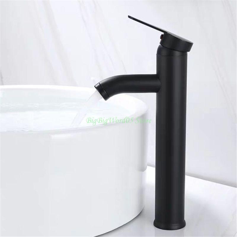24TE Single Hole Sink Faucet Bathroom Modern Cold/Hot Water Basin Tap Easy to Use