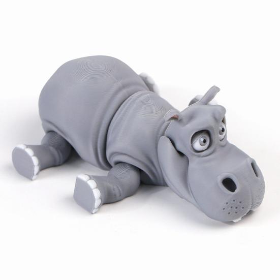 3D Printed Simulation Hippopotamus Figurine Movable Joints Hippo Statue River Horse Sculpture Educational Toy Animal Model Decoration Ornament