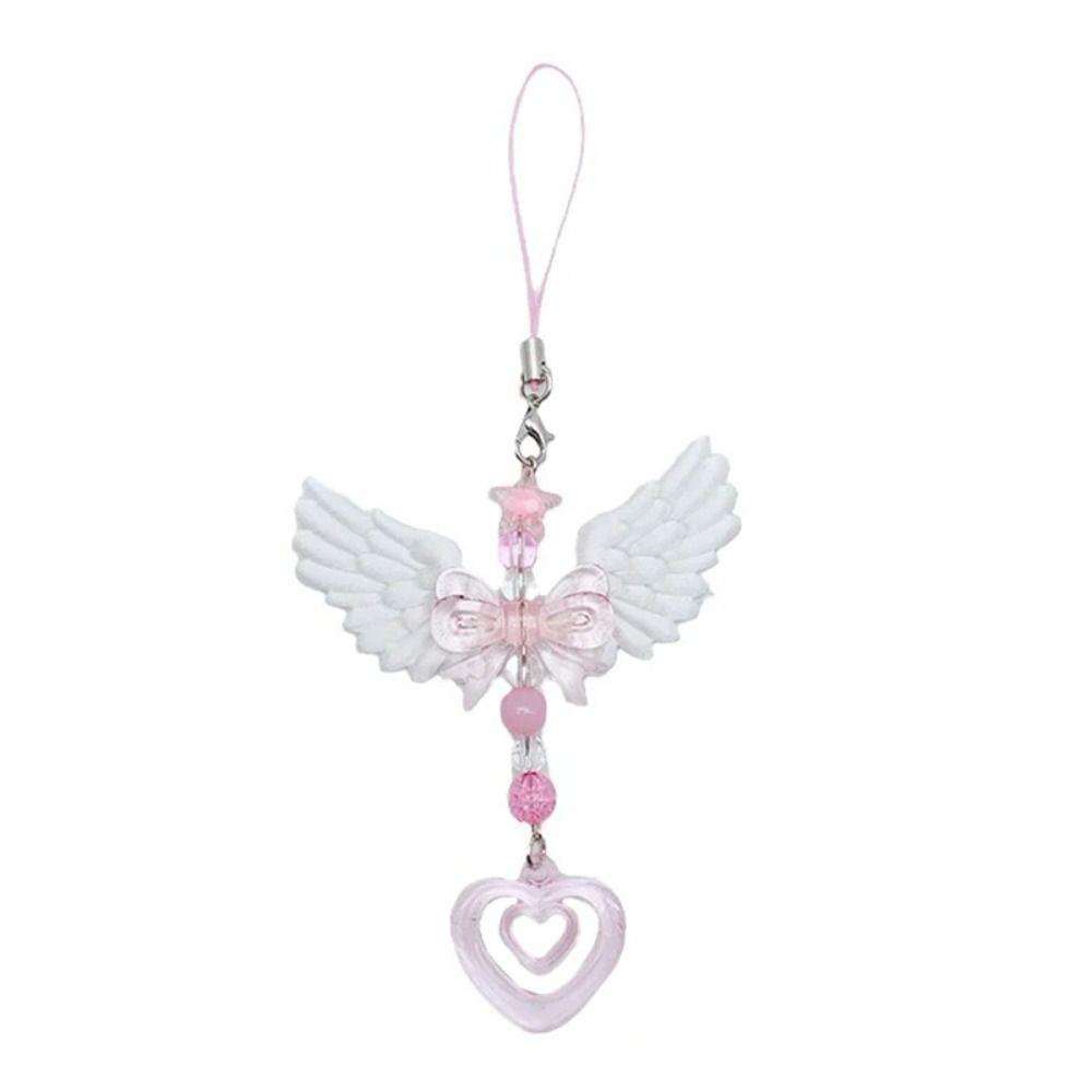 

Sweet Mobile Phone Strap Wings Bow Heart Bag Keychain Lovely Cardbook Camera Pendant Girls Women