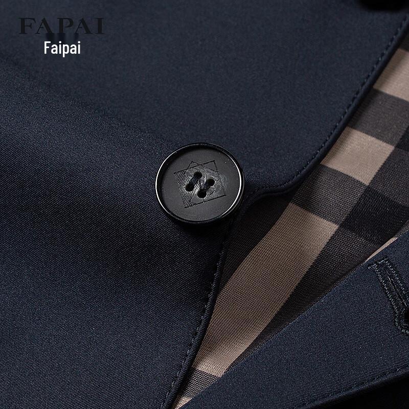 FAPAI Men's Business Casual Solid Suit Collar Trench Coat