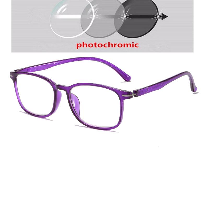 Women'S Fashion Color Changing Sunglasses New Style Photochromic Reading Glasses Far-Sighted Diopters Eyeglasses Prescription