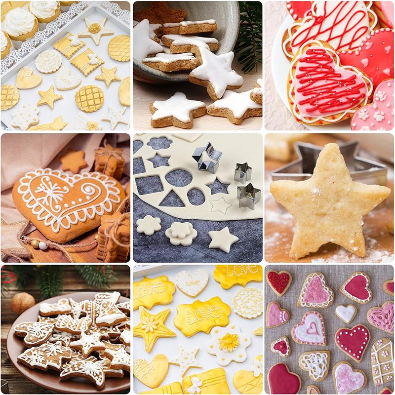 24Pcs Stainless Steel Biscuit Mold Mini Cookie Cutter Set Dough Biscuit Cutter Baking Tool Pie Fondant Cake Cookie Baking Mold