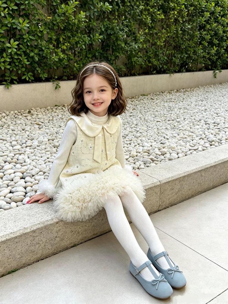 2026 Spring/Autumn Coco Style Girls' Puffy Skirt Princess Dress: Elegant Baby Banquet Attire