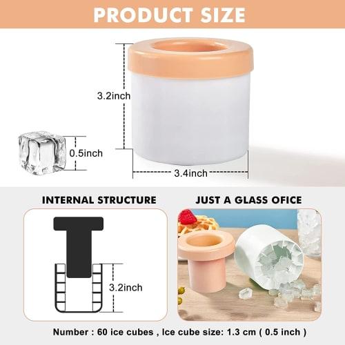 Silicone Ice Bucket Mold, 3D Cylindrical Ice Tray, Holds 60 or 40 1.3cm Ice Cubes, with Airtight Lid, Easy To Remove, Stress-Free, Small, Divided Ice,