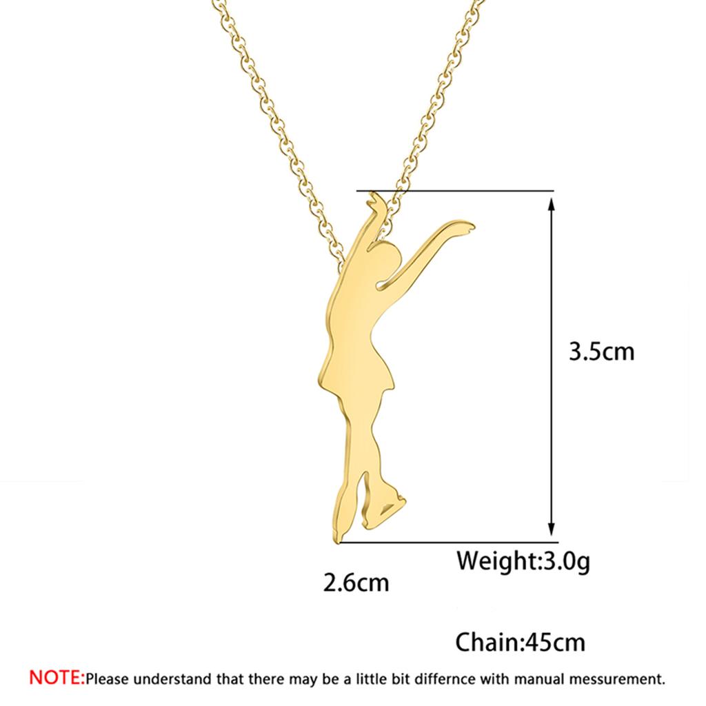 Kinitial Fashion Stainless Steel Pendant Women Figure Skating Necklace Charm Ice Skating Girls Choker Statement Jewelry Gift
