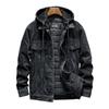 Men's Thickened Hooded Denim Jacket: Japanese Trendy Brand, Autumn/Winter Warm Cotton, Removable Hood