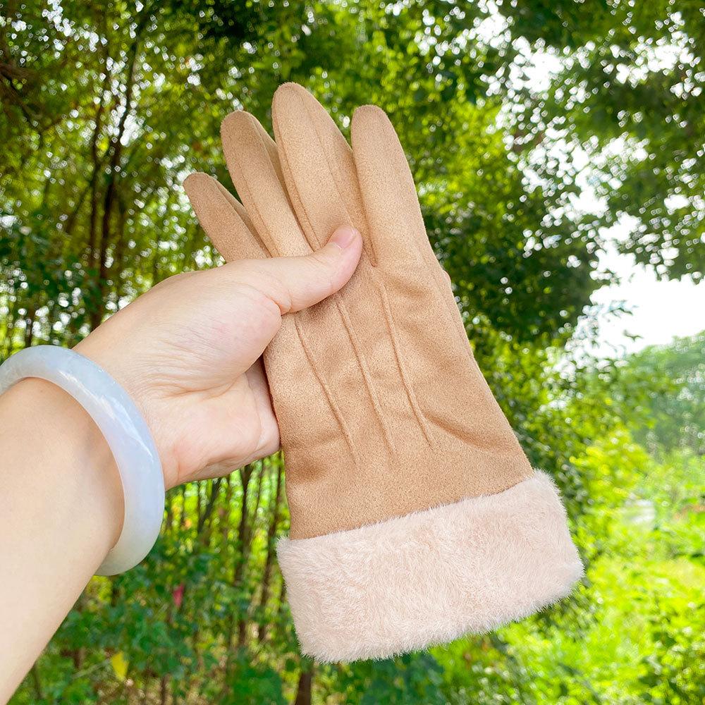 New gloves women's autumn and winter touch screen fleece warm suede gloves cycling winter thickened cold gloves