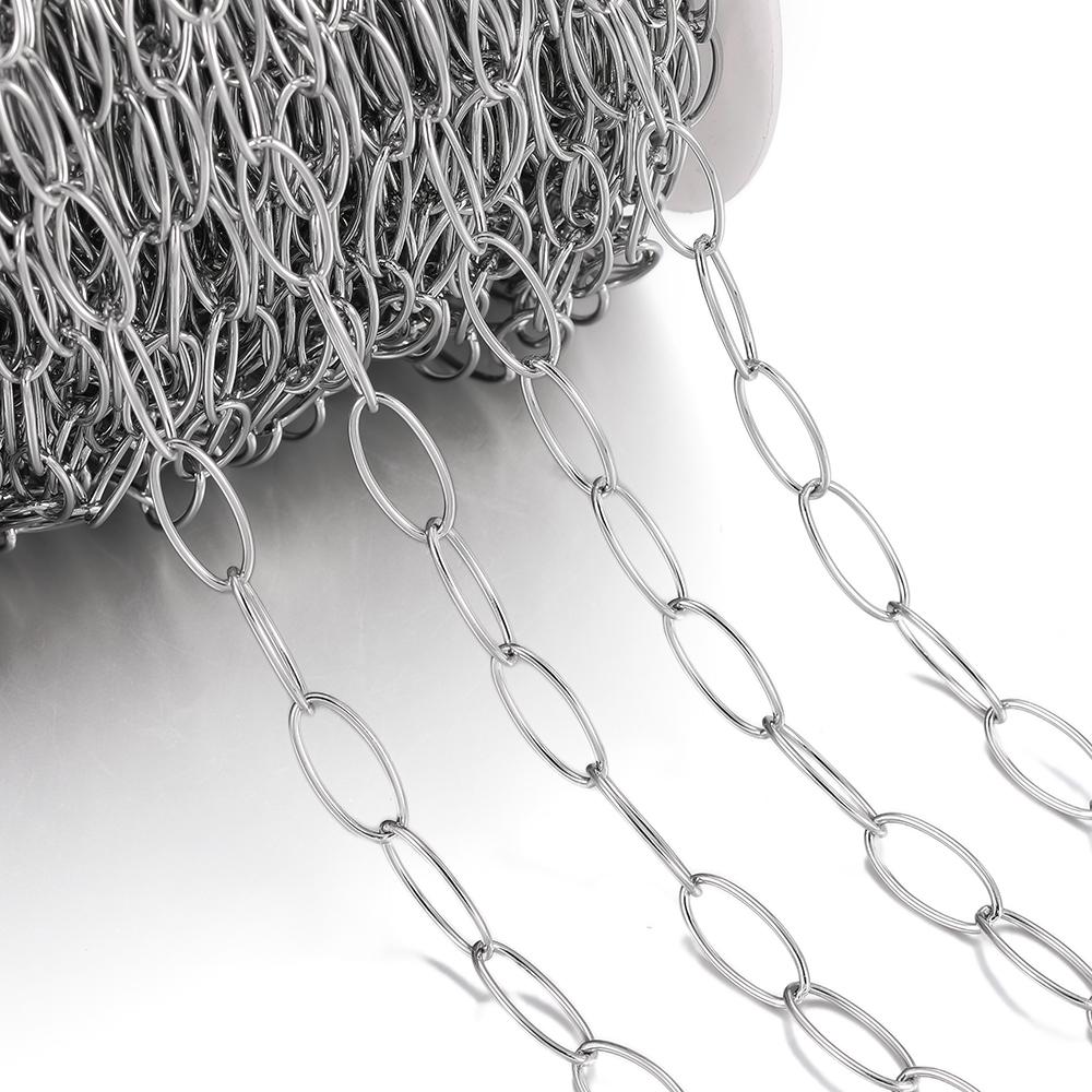 1Meter/Lot 304 Stainless Steel 5 Sizes Oval Shape Handmade Chains for DIY Necklace Bracelets Jewelry Making Accessories