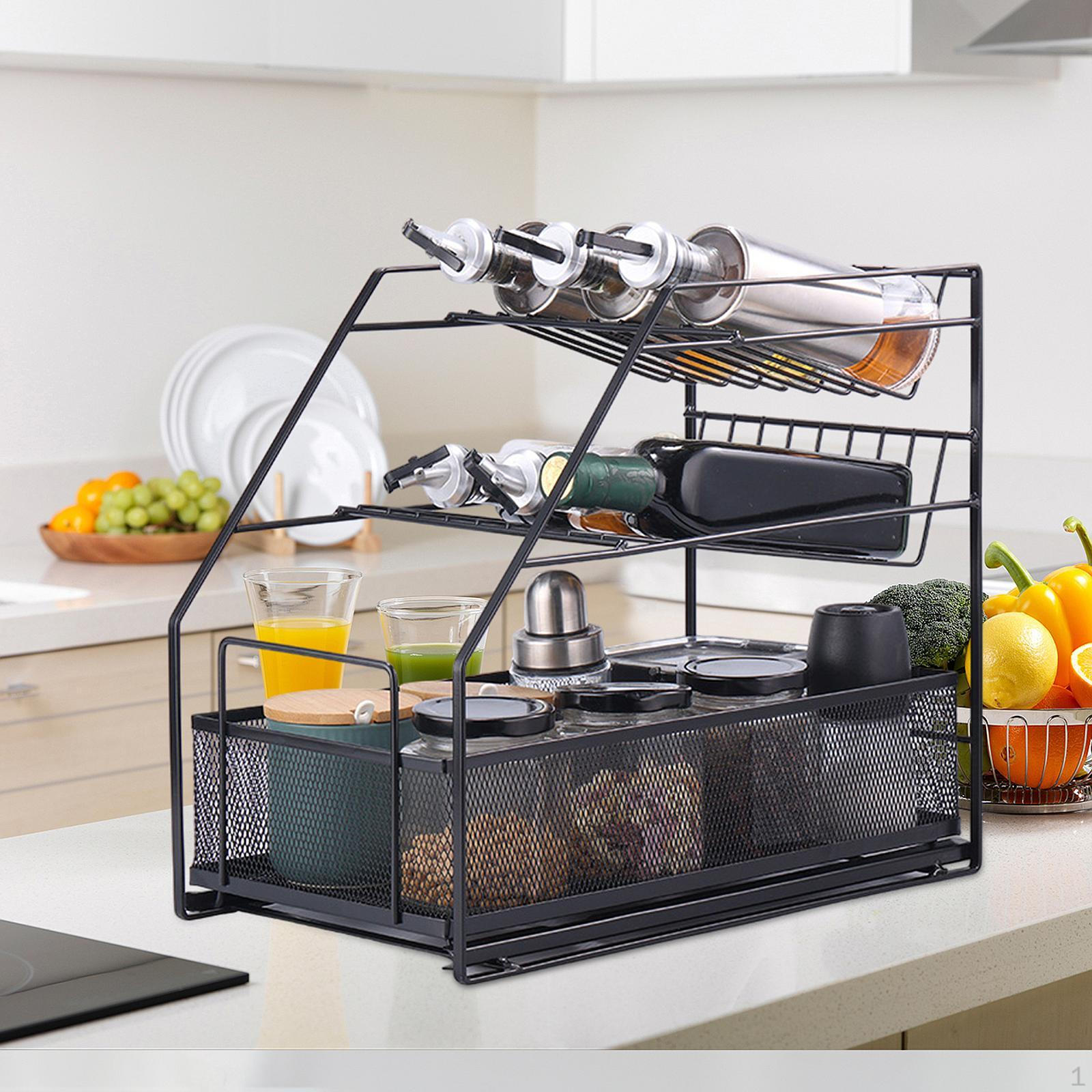 

3-х уровневая полка для организованного показа, портативное решение для хранения приправ