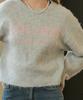 MICANE Valmy Logo Round Neck Hair Knit Light Grey