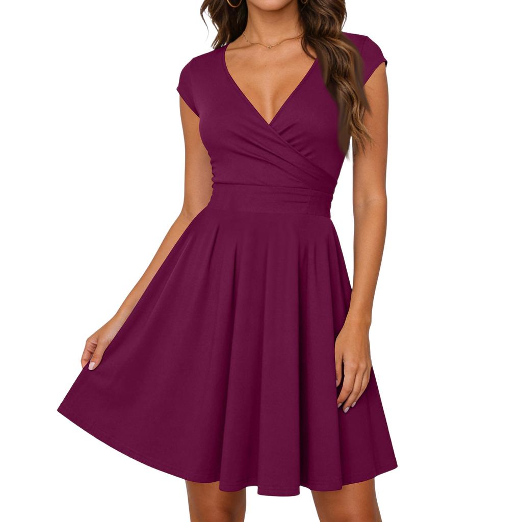 Women's Dress Casual Flowy Dresses V-neck Vocation Boho Beach Sundress