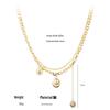 KJ Electroplated Smiley Face Double Layer Necklace Unisex Hip Hop Style European American INS Cuban Chain
