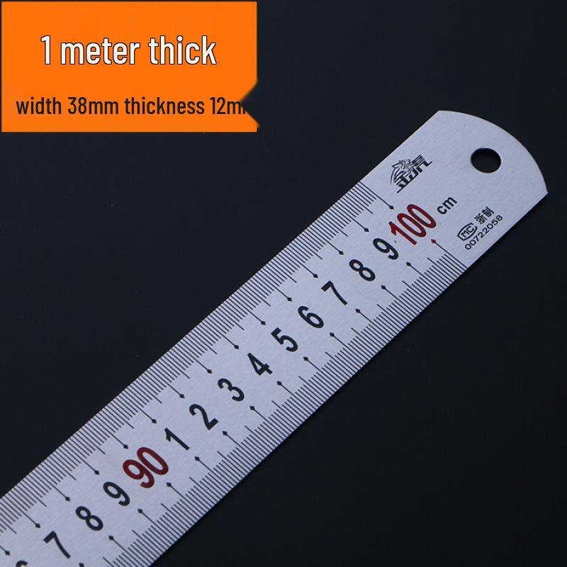 Righello in Acciaio Inossidabile da 1 m, Disponibile nelle Misure da 1,2 m, 1,5 m, 2 m e 15/20/30/50/60 cm, Piastra in Acciaio Spessorata