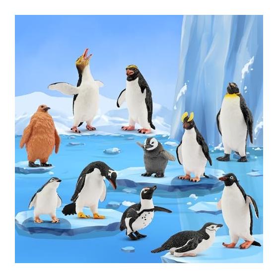 TOYMANY 12PCS Penguin Figure Antarctic Animal Figure Set Antarctic Circle Realistic Animal Model Popular Animal Toy Birthday Gift Decoration