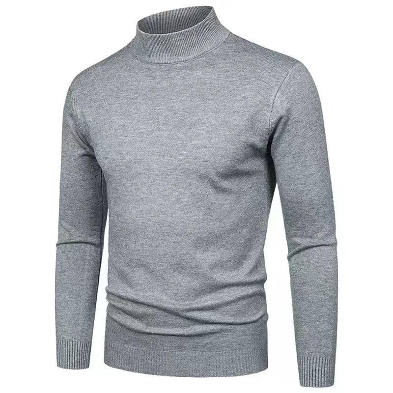 Autumn and Winter Do Not Fade Anti-pilling Core-spun Yarn Solid Color Men's Semi-turtleneck Bottoming Sweater Knitted Sweater