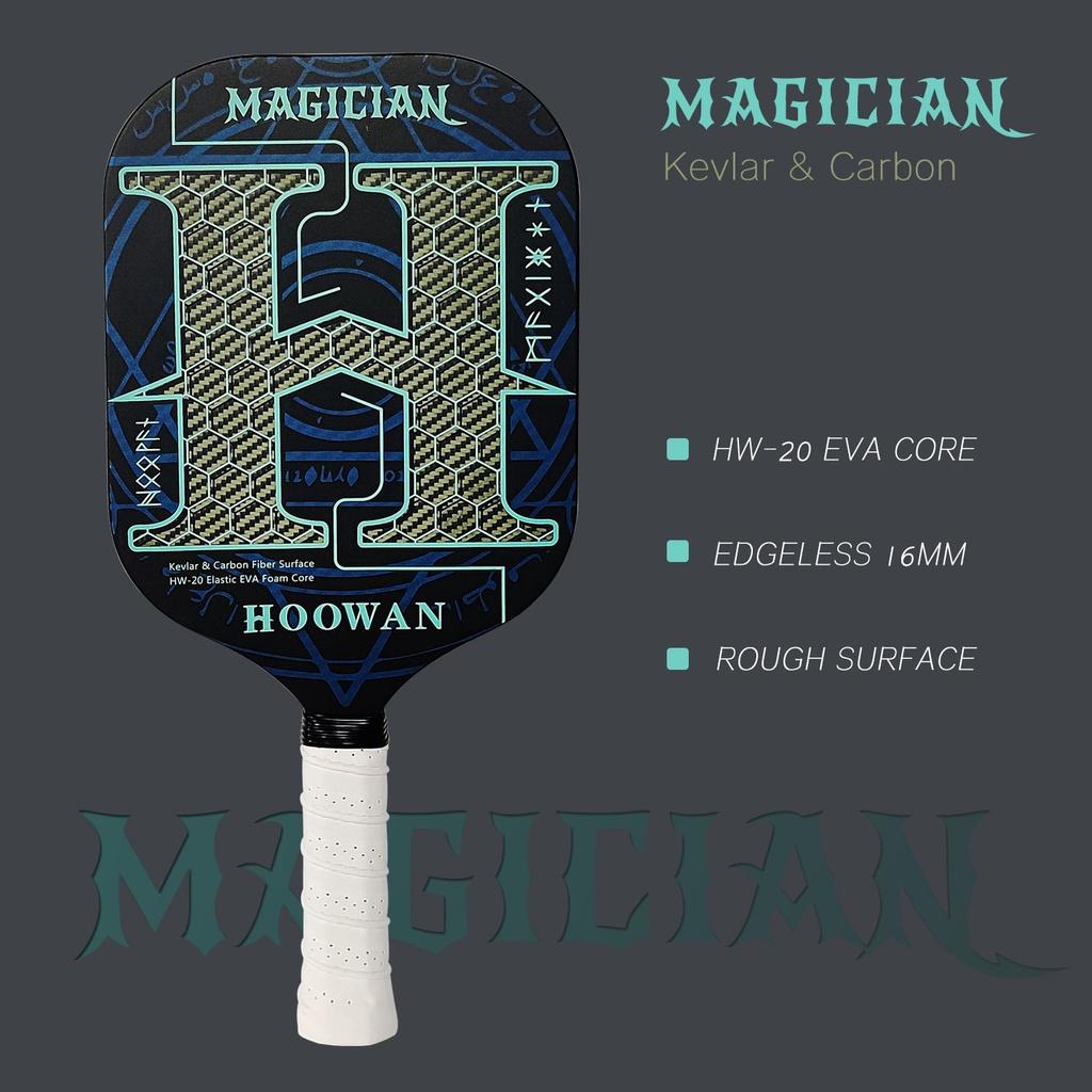 HOOWAN MAGICIAN 16MM Pickleball Paddles Kevlar Carbon Piackleball Rackets Professional Carbon Fiber T700 Edgeless Pickle Ball Racket Rough Surface