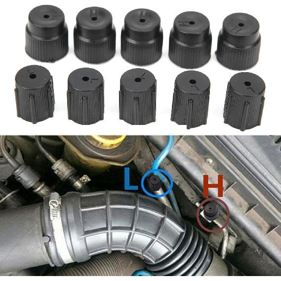 AC Service Port Caps, Universal Air Conditioning Service Cap ABS A/C Repair Refrigerant Charging Port Cover Auto Accessory (Pack of 10)