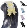 NEW Lolita Ruffled Headband Sweet Star Embroidery Lace Ribbon Bow Hairband with Hairpins Anime Maid Cosplay Headdress
