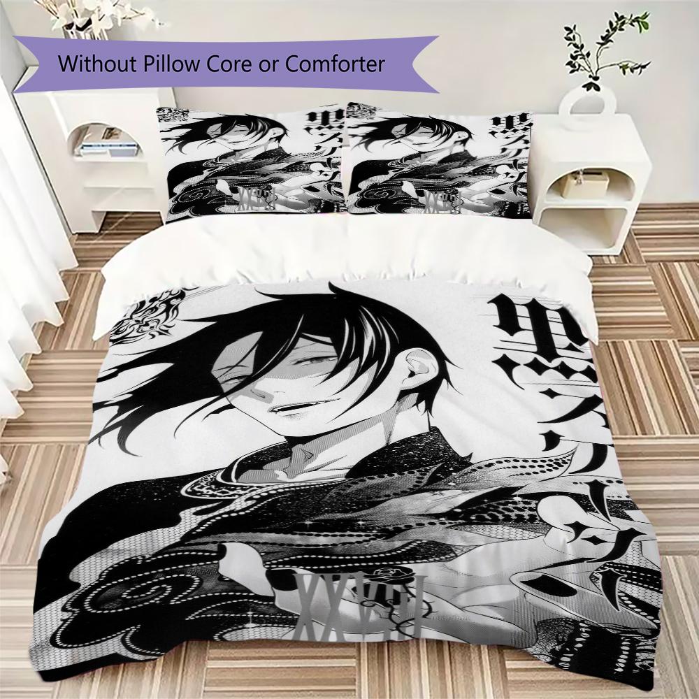 Set Copripiumino Trapuntato con Fantasia Black Butler Copripiumino Federa Decorazione per la Casa Regalo di Compleanno (1 * copripiumino + 2 * federe senza imbottitura)08
