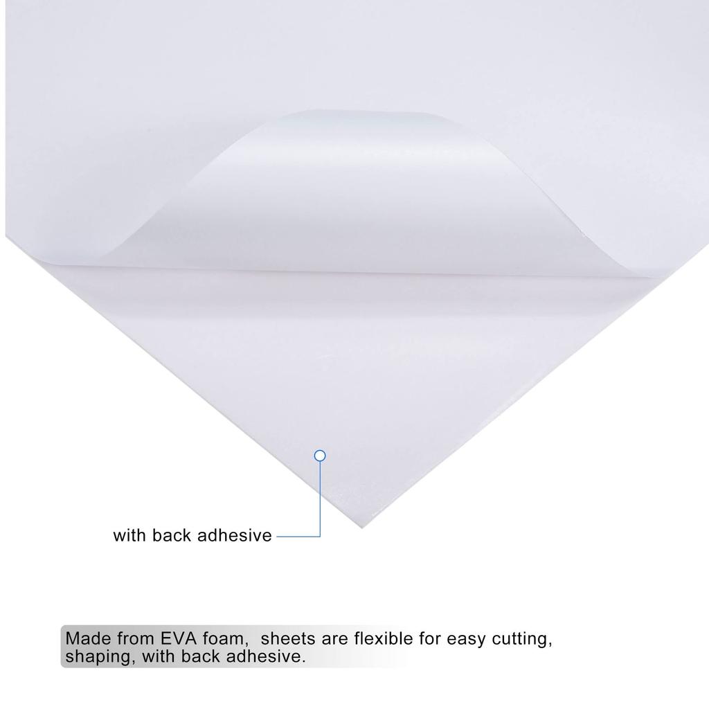 uxcell EVA Foam Adhesive 200cm X 1mm Thick Sheet, White, Back, 30cm,