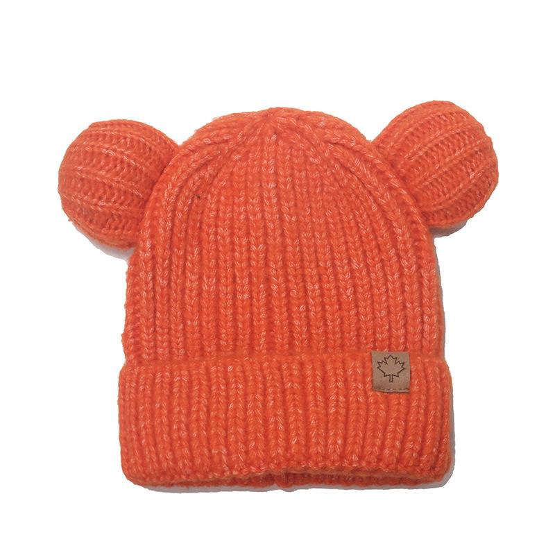 Children's knitted hat cute bear ears wool hat Korean version Japanese thermal ear protection pullover hat for children