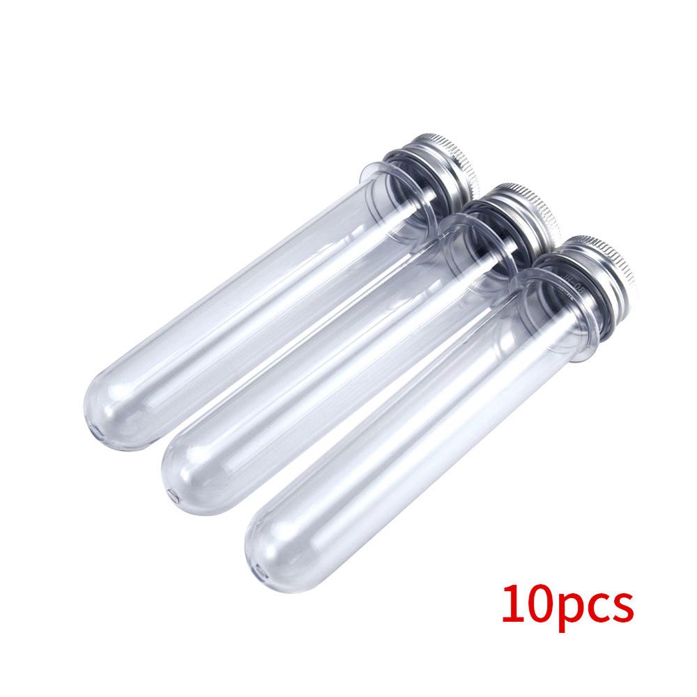 10Pcs  30ml/40ML/70ML/100ML   Excellent Plastic Transparent Test Tubes With Aluminum Cap Bottles School Supplies Lab Equipments