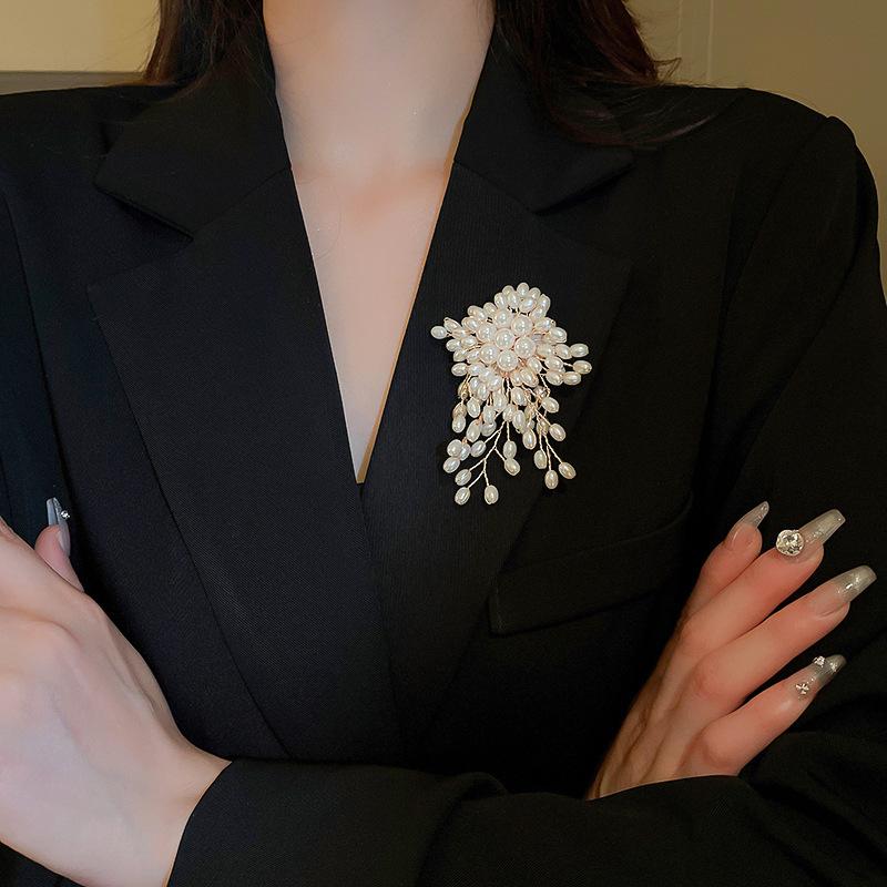 Mode Handgewebte Perlen Brosche Für Frauen Vintage Persönlichkeit Imitationsperlen Ohrringe Party Schmuck