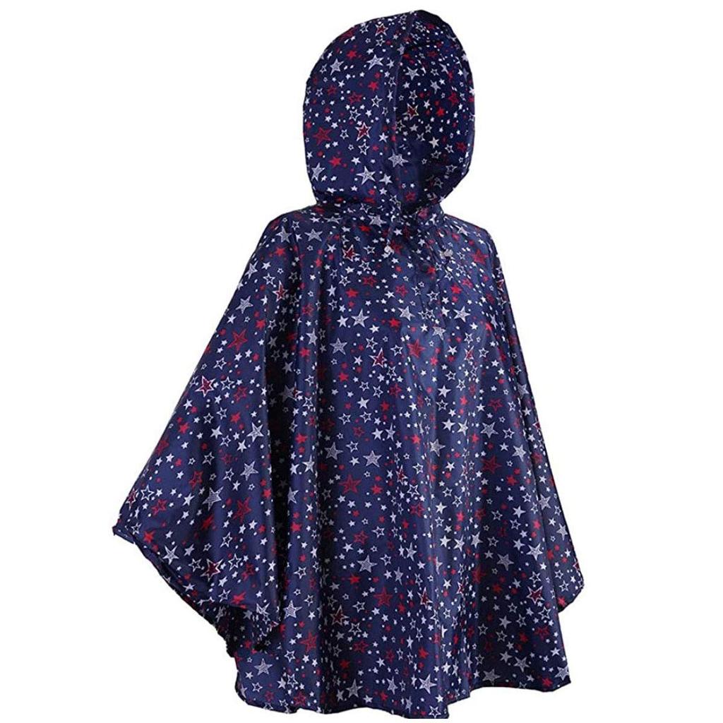 Raincoat for Cute Rain Raincoat for Boys [Iikuru] Kids, Rainwear, Children's Gear, Girls, Raincoat, Poncho, (Blue (Stars), M)