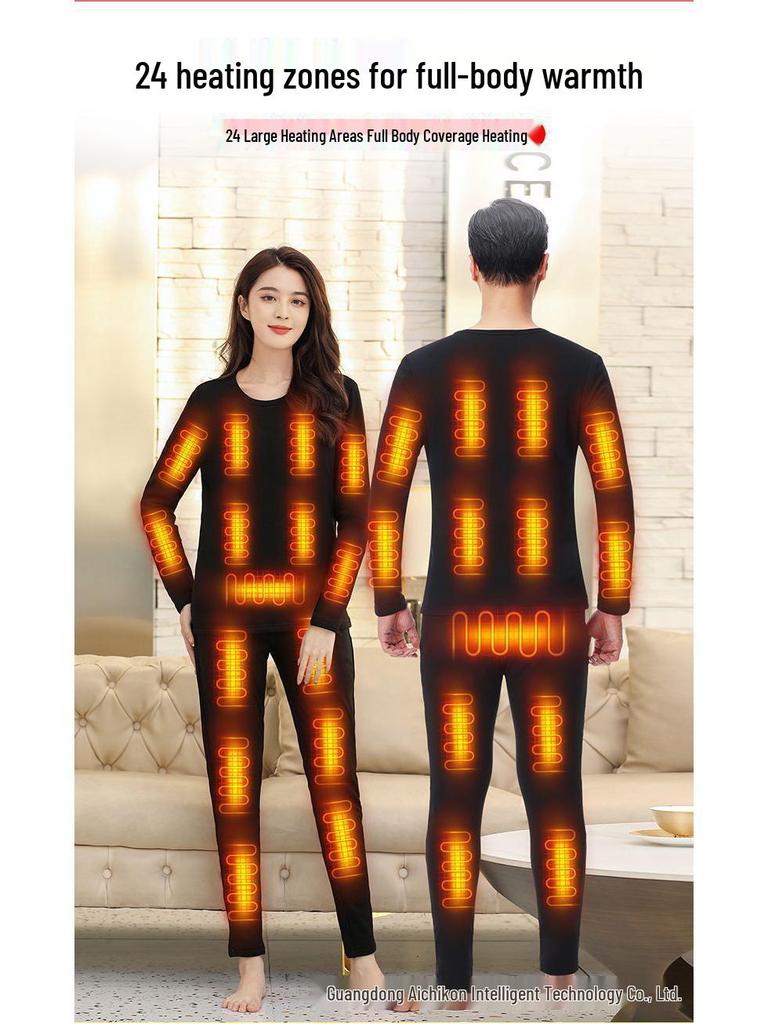 Unisex USB-Charged Heated Underwear Set for Full Body Warmth and Cold Protection