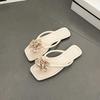 New Seaside Beach Shoes Korean Version of Women's Summer Fashion Flat Bottom Simple Solid Color Pearl Toe Flip-flops Shoes Versatile