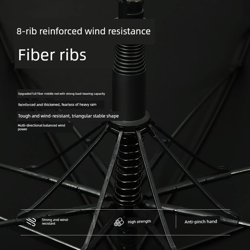 Storm-Resistant Umbrella with Long Handle for Men, Large Rain Umbrella, Reinforced, Sturdy and Durable, Fiber Straight Umbrella, Enlarged
