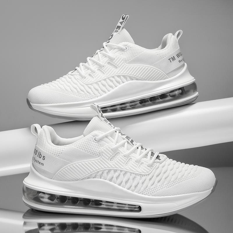 

Мужские дышащие кроссовки для бега с воздушной подушкой, большого размера, сетчатый верх, повседневные спортивные кроссовки, удобные, весенне-летние, модные, 48 размер 39 белый