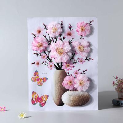 Creative Realistic PVC Wall Decal Ornamental Flower Vase 3D for Bedroom