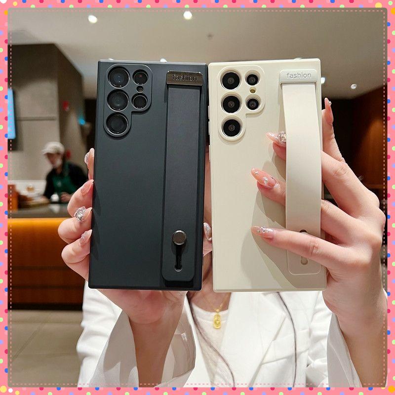 Hand Band Silicone Case For Samsung Galaxy S25ultra S 25 24 23 S21 S23 S24 Fe S22 S25 Plus Ultra Wrist Strap Stand Holder Cover