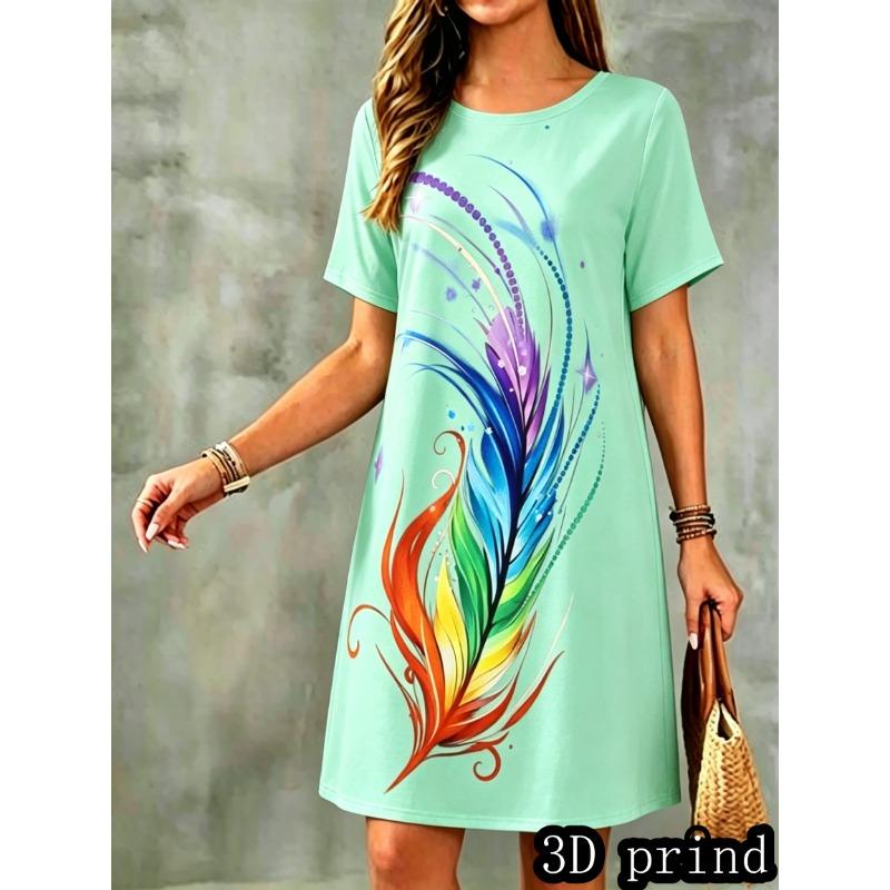 Cute Cartoon Short-Sleeved Nightdress For Girls Women  Summer Autumn Cool Comfortable Home Wear Pajama Dress