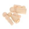 Family Peg Dolls Wooden Unpainted DIY Decor Wedding Cake Topper Home Ornament Kids Toys Crafts 5PCS/Set