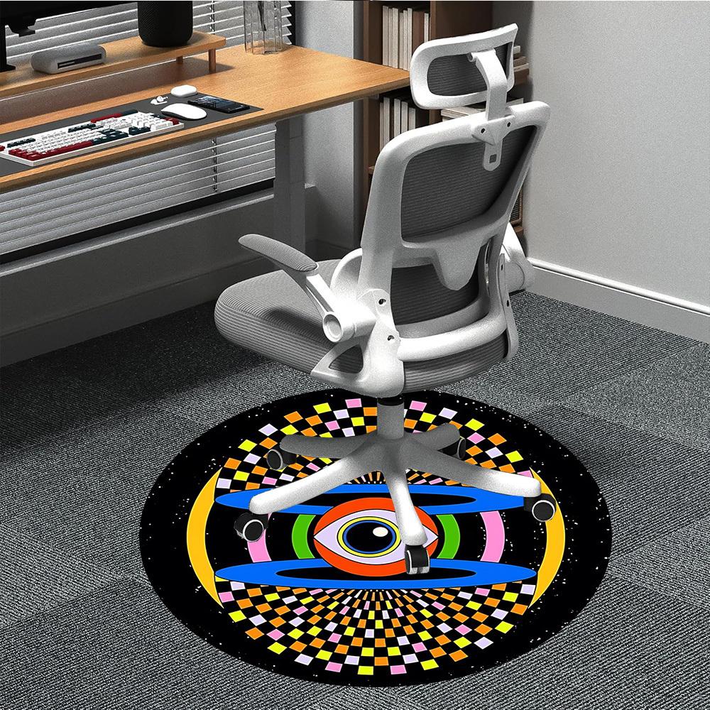 1 Stück Psychedelisches Auge Büro Runder Teppich, Rutschfest, Weich und Langlebig Büroteppich für Innendekoration, Perfekt für Büro, Dekoration yy260204011