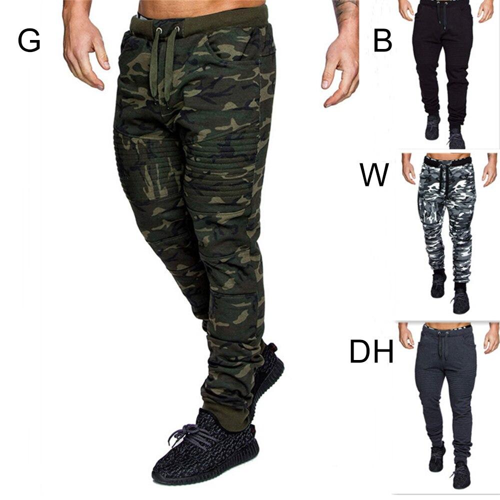 Men's Casual Camouflage Sweatpants Jogger Basic Ruched Pant Pockets Elastic Waist Drawstring Gym Workout Outdoor Sports Trousers