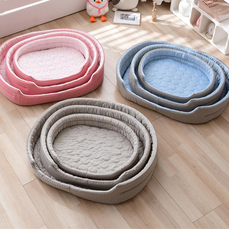 Summer Cooling Pet Cat Bed Cushion Ice Pad Non-slip Dog Sleeping Elliptical Shape Mat for Puppy Dogs Cats Pet Kennel