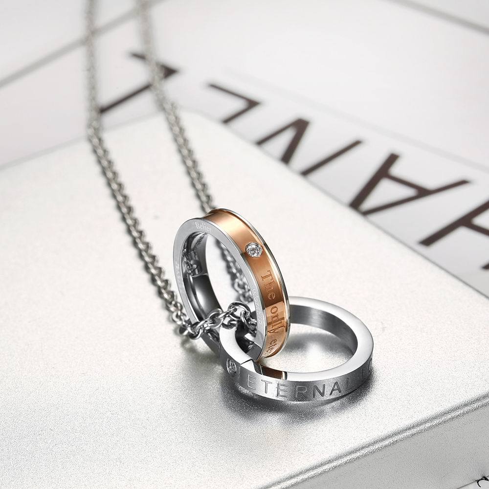 Accessories Couple Accessories Korean Edition Fashion Stainless Steel Personality Diamond Pendant Couple Necklace