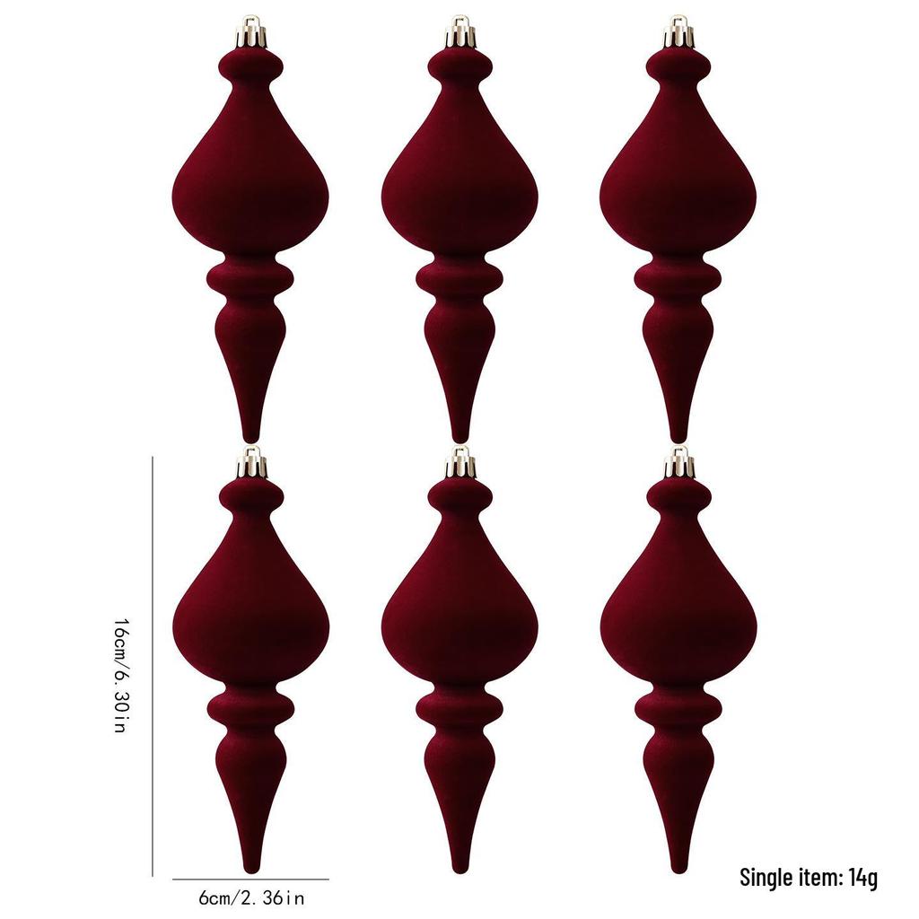 Tapered Flocked Long Strip Christmas Tree Ornaments for DIY & Party Decoration